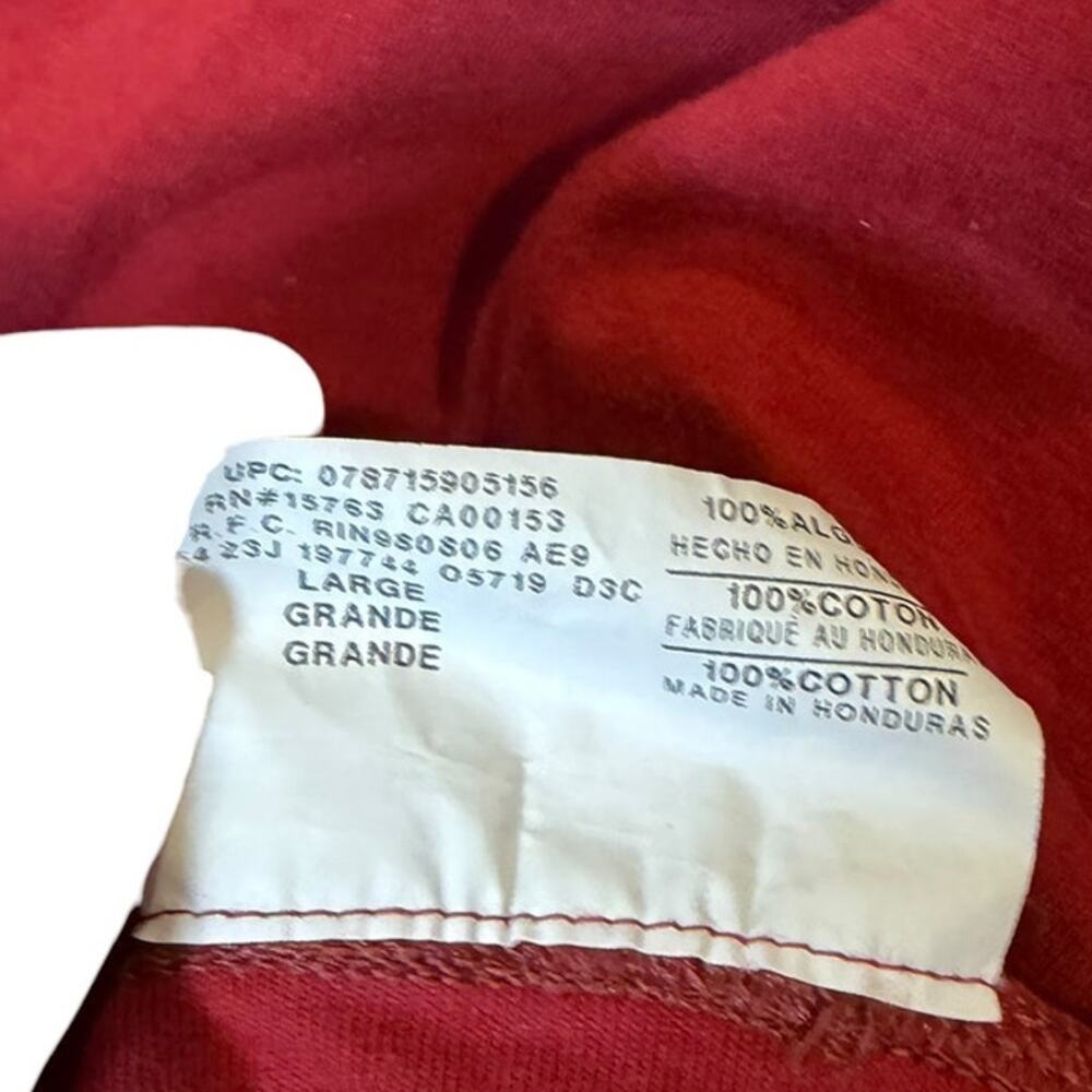 HANES Beefy-T Men's Long Sleeve Henley Size LARGE Burnt Brick Red Heritage Cabin - Picture 6 of 8